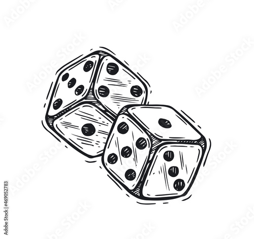 Dice hand drawn vector illustration	
