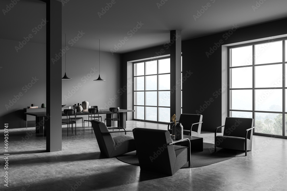 Dark grey living space design idea Dark grey living space design idea