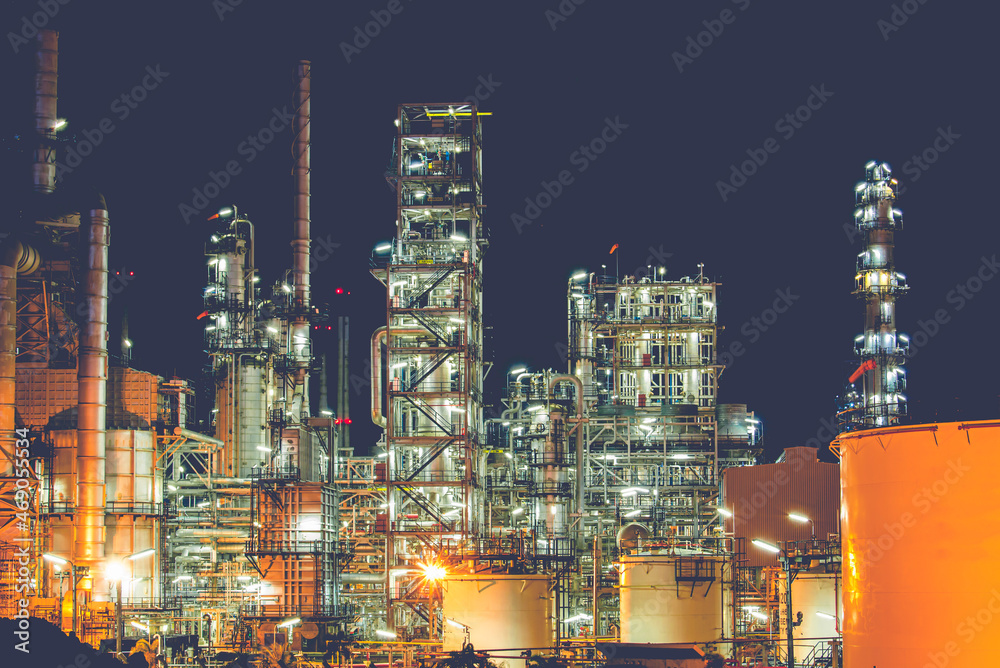 Oil​ refinery ​and​ plant tower column tank refinery of petrochemistry industry