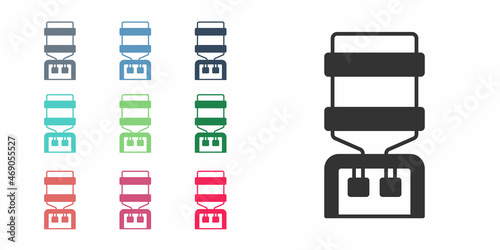 Black Water cooler for office and home icon isolated on white background. Water dispenser. Bottle office, plastic and liquid. Set icons colorful. Vector