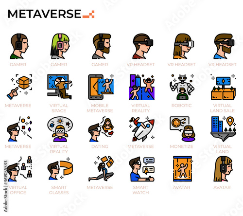 Metaverse icon set.