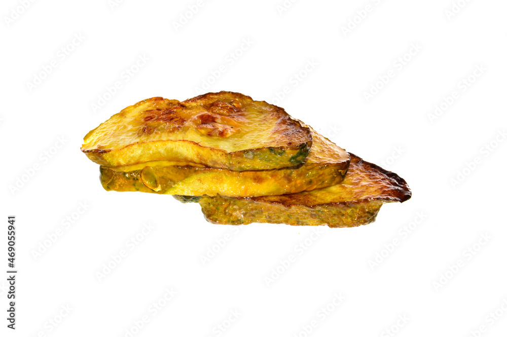 fried squash isolated on white background fried squash isolated on white background