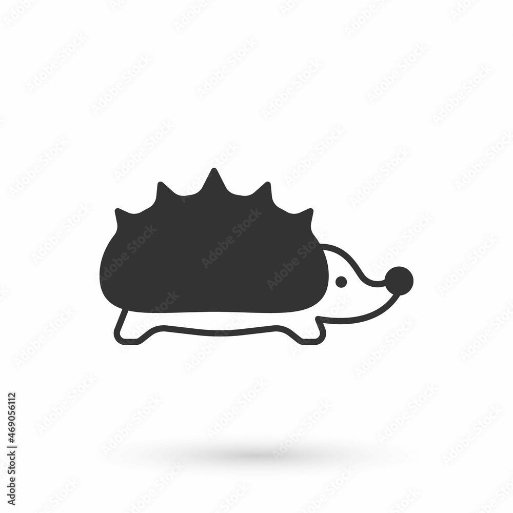 Grey Hedgehog icon isolated on white background. Animal symbol. Vector