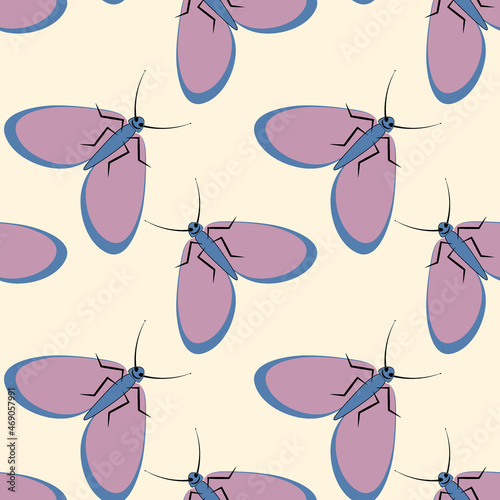 Illustration on a square background - stylized moths - graphics. Summer, insects, unbearable ease of life