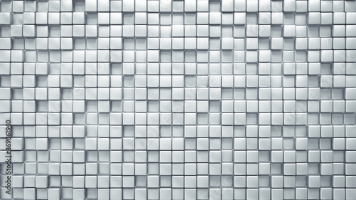 White geometric pattern of cubes 3D render