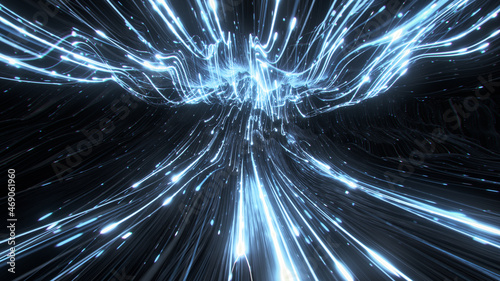 Glowing light stream 3D ren...