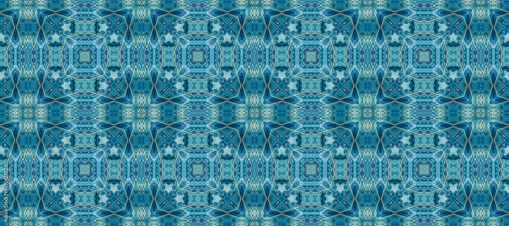 Fototapeta premium Elegant Blue Gold Ornamental Banner