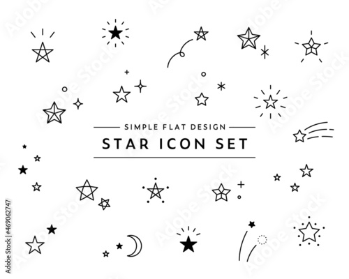 星のアイコンのセット　シンプル　キラキラ　輝き　きらめき　スター　飾り　装飾　光　マーク　イラスト