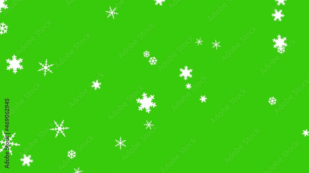 Three different shapes of white confetti snowflakes falling down on the green screen. Chroma key. 4K animation. Three different shapes of white confetti snowflakes falling down on the green screen. Chroma key. 4K animation.