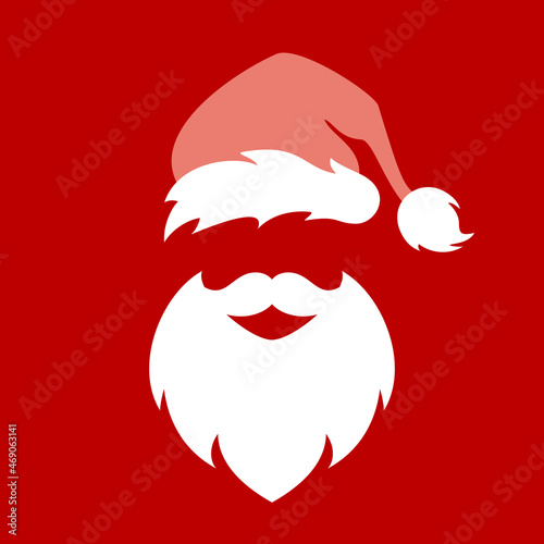 Santa Claus emoji with beard and hat, vector cartoon