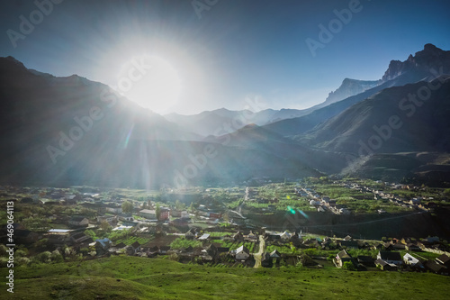 Beautiful landscape of a mountain village in the Caucasus photo