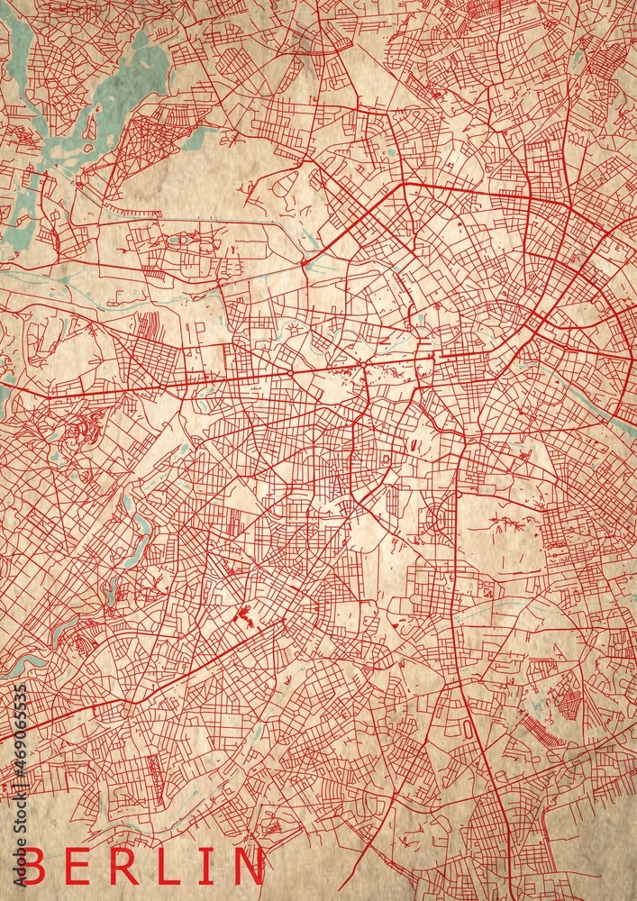 Berlin Stadtplan Stadtkarte Straßen rot