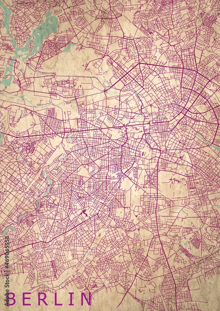 Berlin Stadtplan Stadtkarte Straßen lila
