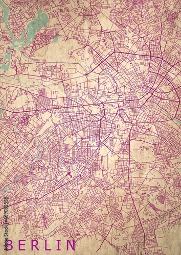 Berlin Stadtplan Stadtkarte Straßen lila © M&M Baciu