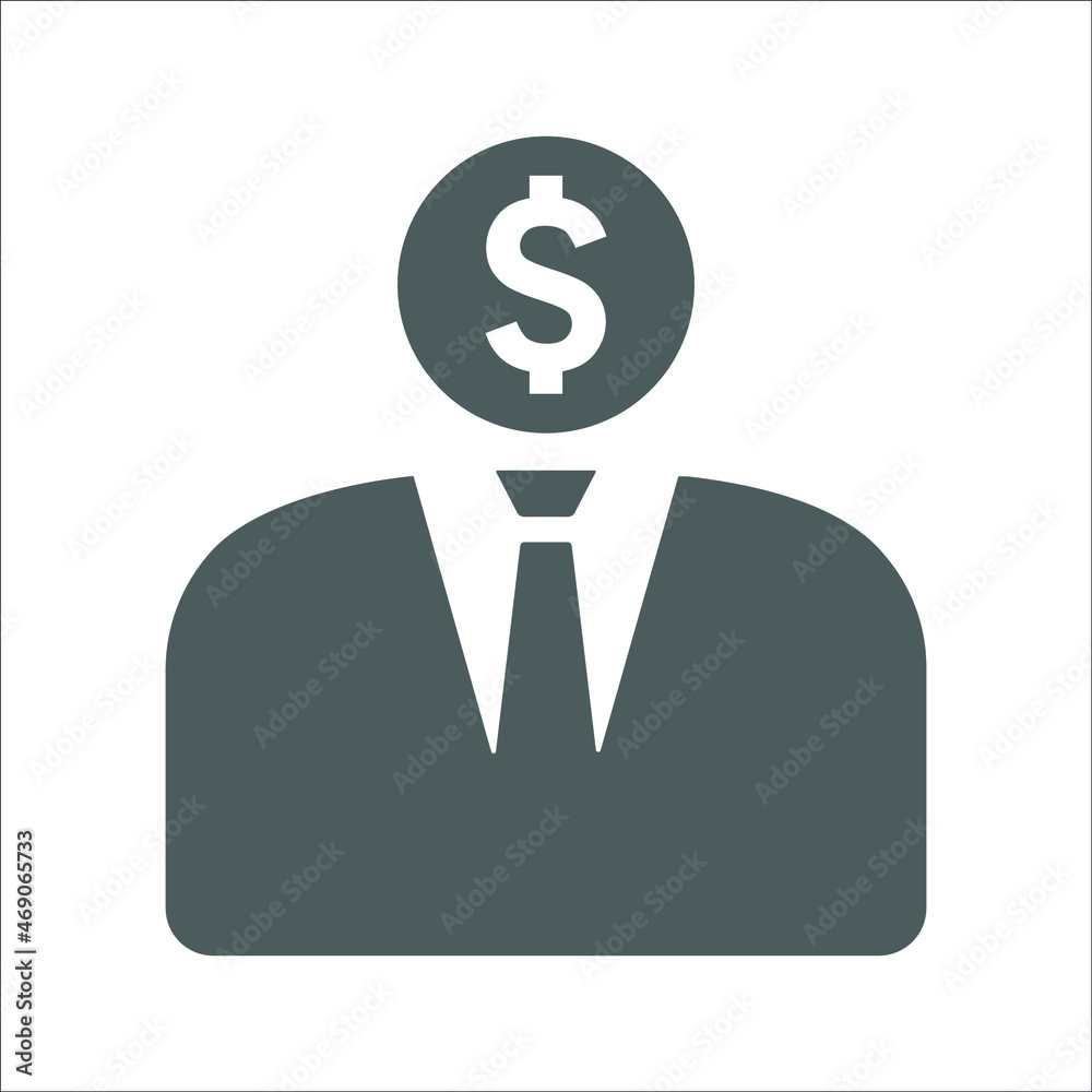 Banker, businessman icon. Gray vector graphics. Banker, businessman icon. Gray vector graphics.