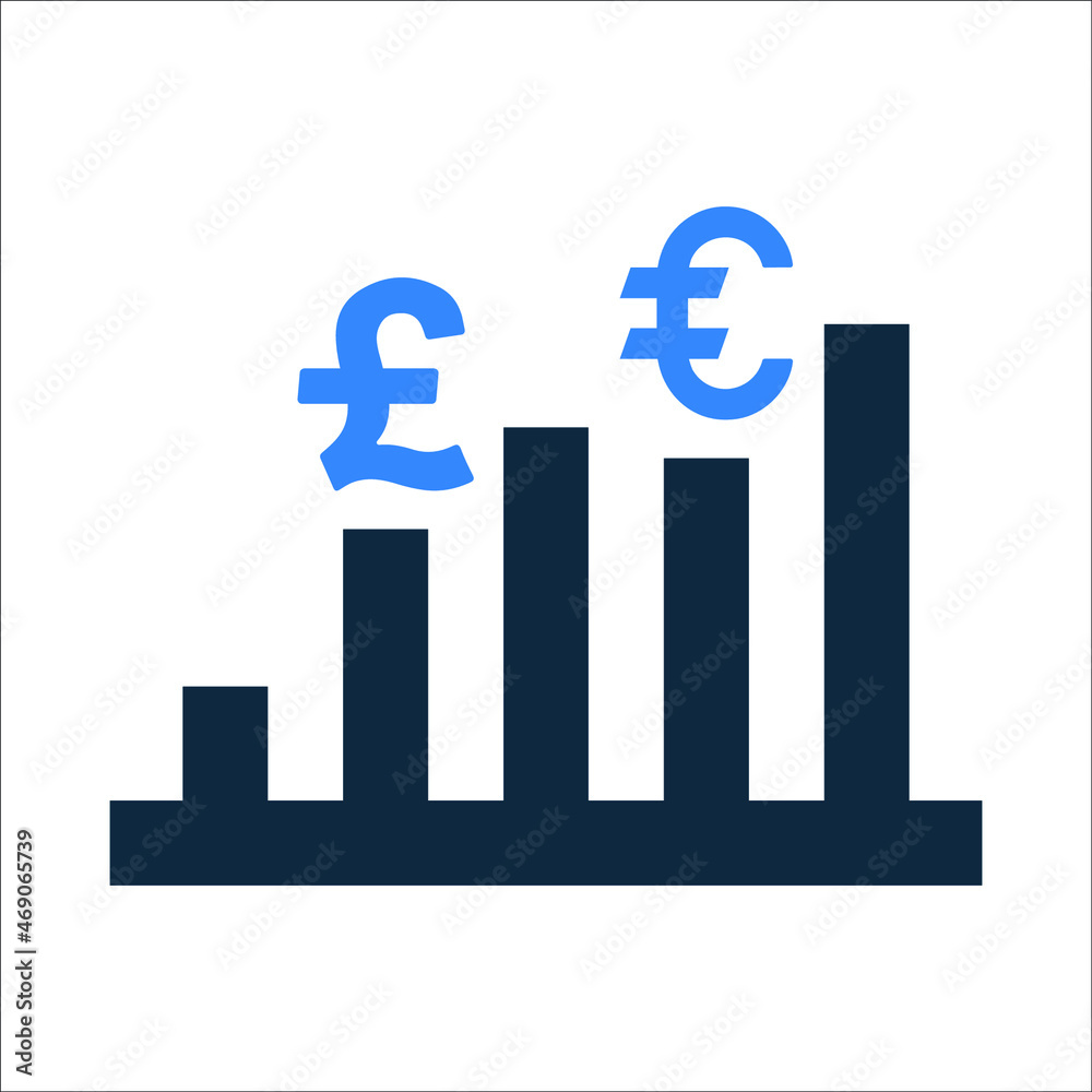 Bar chart, bars, currency rate icon. Simple editable vector illustration.