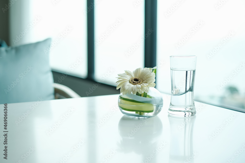 Selective focus at Luxury banquet table near window