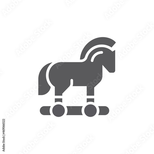 Trojan horse black vector icon. Computer virus or malware symbol. © Tsvetina