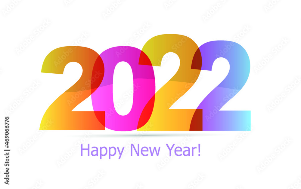 2022 happy new year symbol design. Happy New Year 2022 text design. Cover of business diary for 2022 with wishes. Brochure design template, card, banner. Vector illustration. 