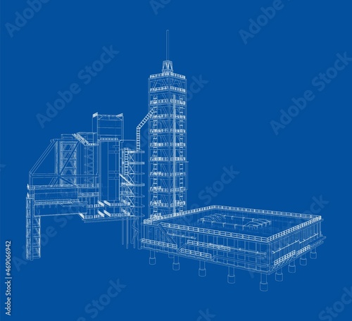 Launch pad whithout Space Rocket. Vector