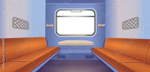 Train interior inside view. Train travel.Vector illustration