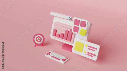 3d illustration SEO optimization. Data analyze illustration rendered.