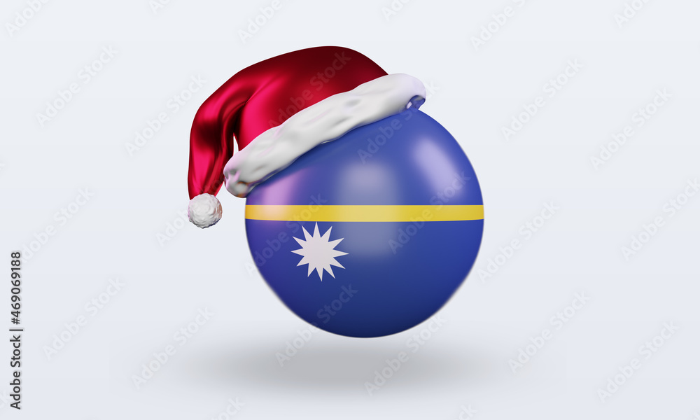 Obraz premium 3d santa claus cap Nauru flag rendering front view