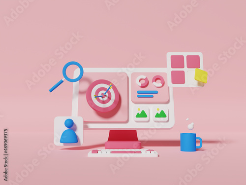 3d illustration SEO optimization. Data analyze illustration rendered.