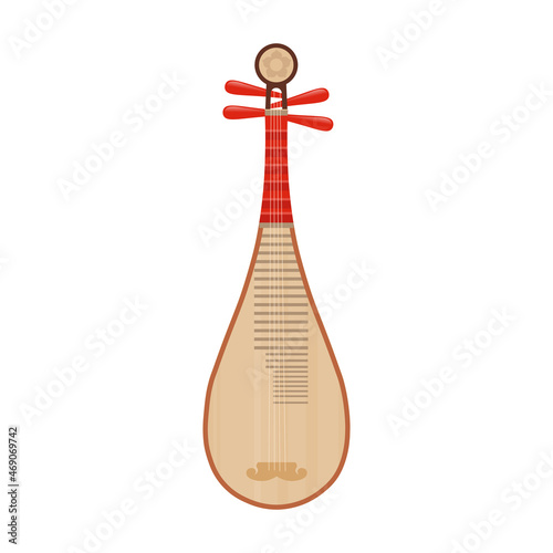 Traditional Chinese string plucked musical instrument pipa.Vector.