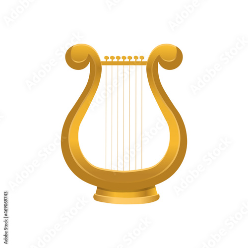 Greek lyre musical instrument isolated on white background.Vector.