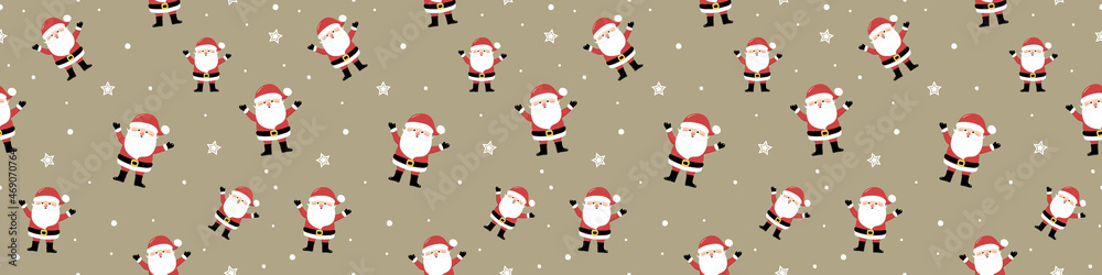 Concept of seamless pattern with happy Santa Claus. Xmas background. Banner. Vector