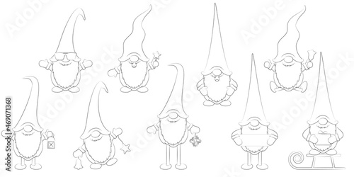 christmas time gnomes cartoon style silhouettes