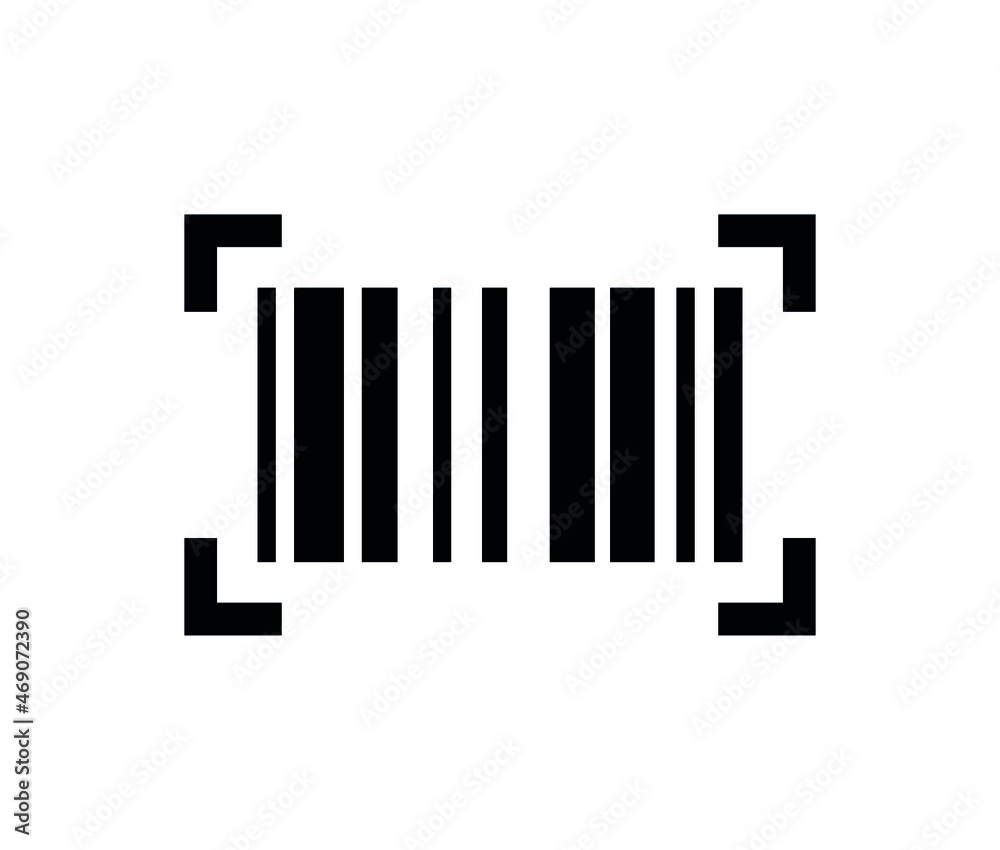 Barcode icon. Black bar code pictogram for designation. Barcode vector symbol isolated on white background.