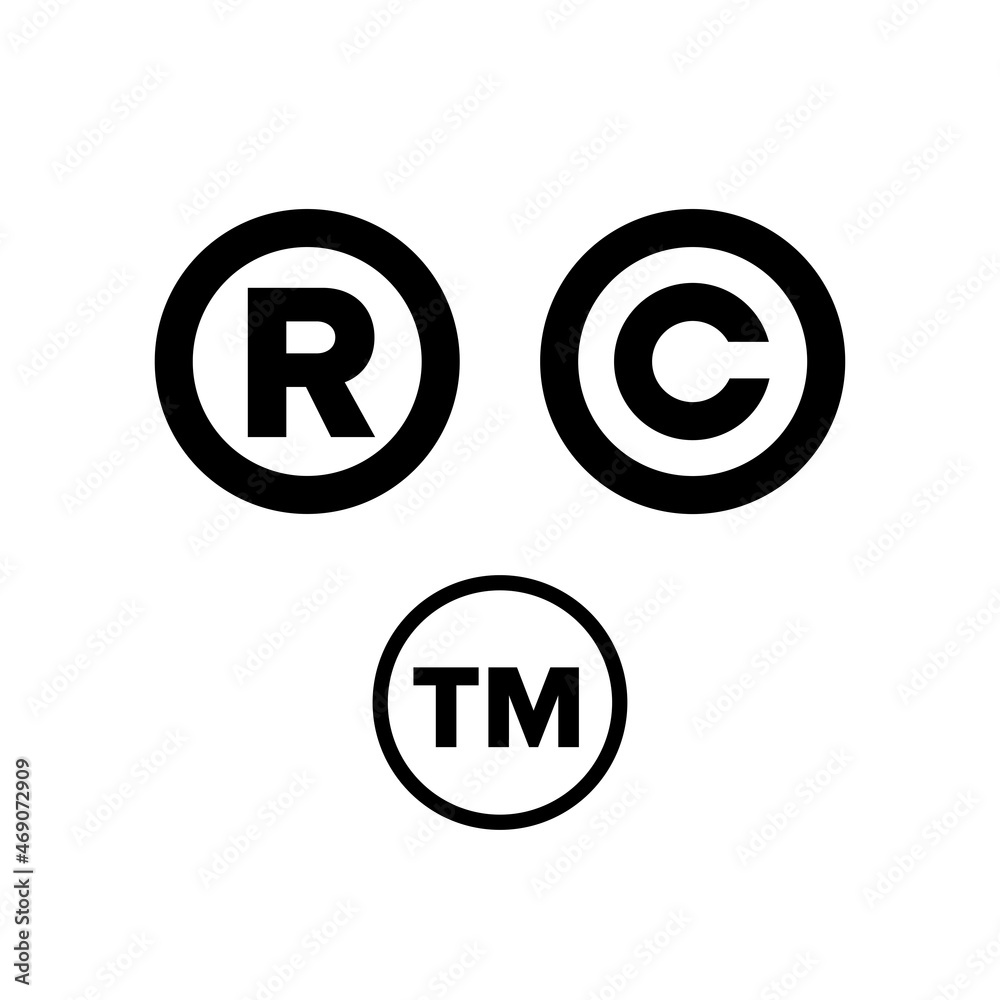 Trademark symbols set. Trademark legal protection mark, letter Trademark symbols set. Trademark legal protection mark, letter
