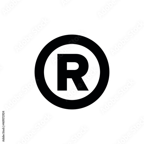 Trademark symbols set. Trademark legal protection mark, letter "R" in a circle.