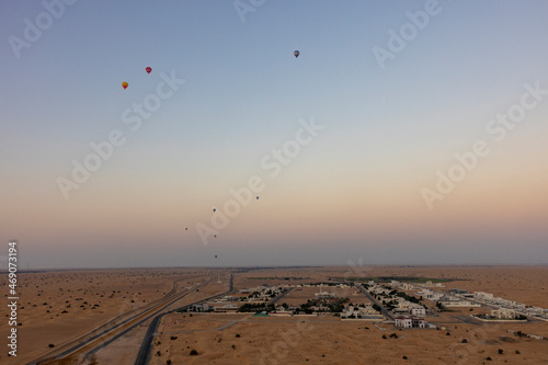 Tourists take the balloon ride over the Arabian desert in the Emirate of Dubai. 