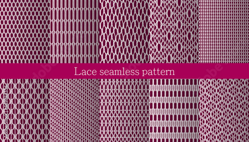 Set of lace seamless pattern. Jacquard Mesh Lace Fabric. 