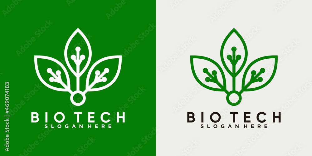 bio tech logo with line art style
