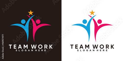 team work logo design with creativ concept
