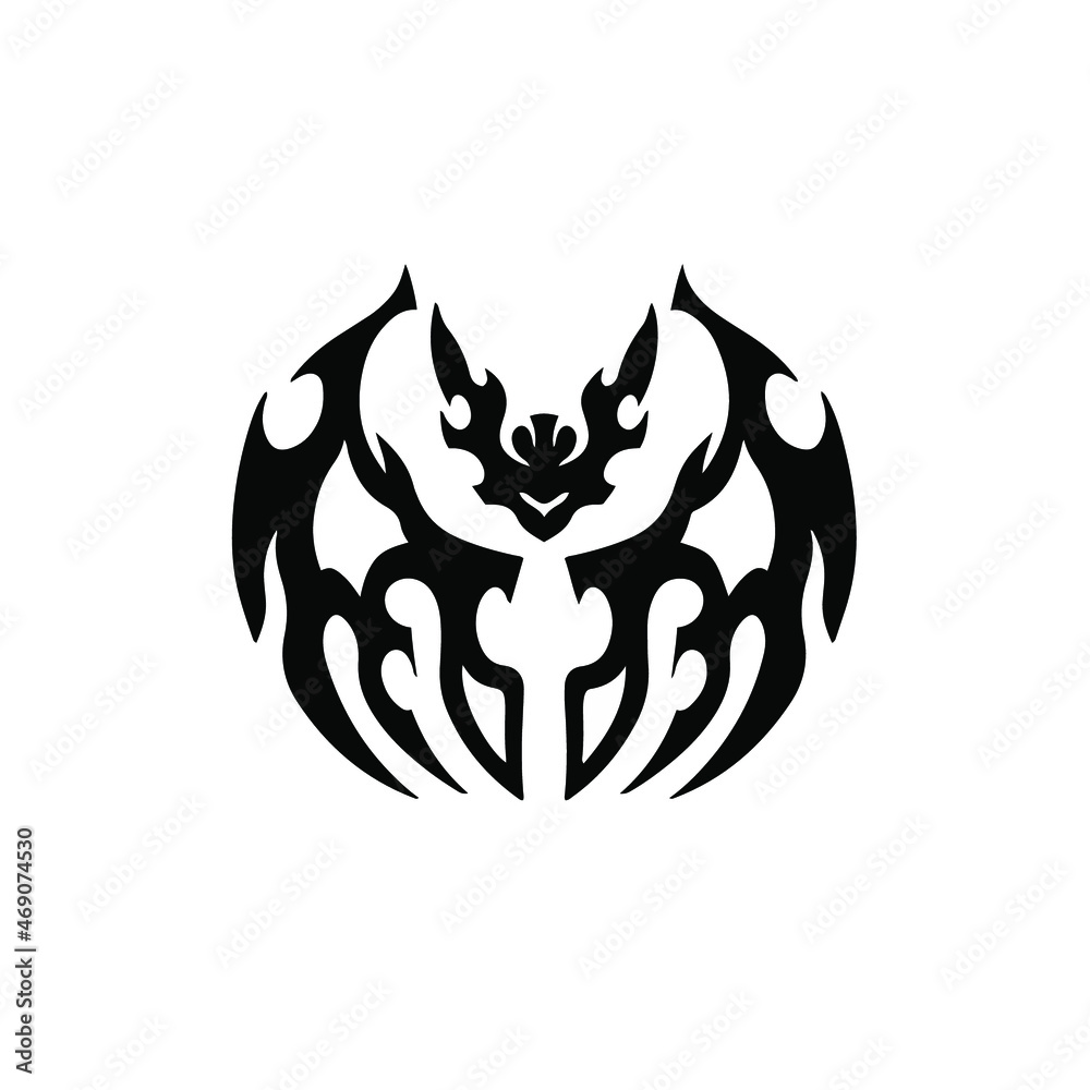 Tribal Bat Logo. Tattoo Design. Stencil Vector Illustration Stock ...