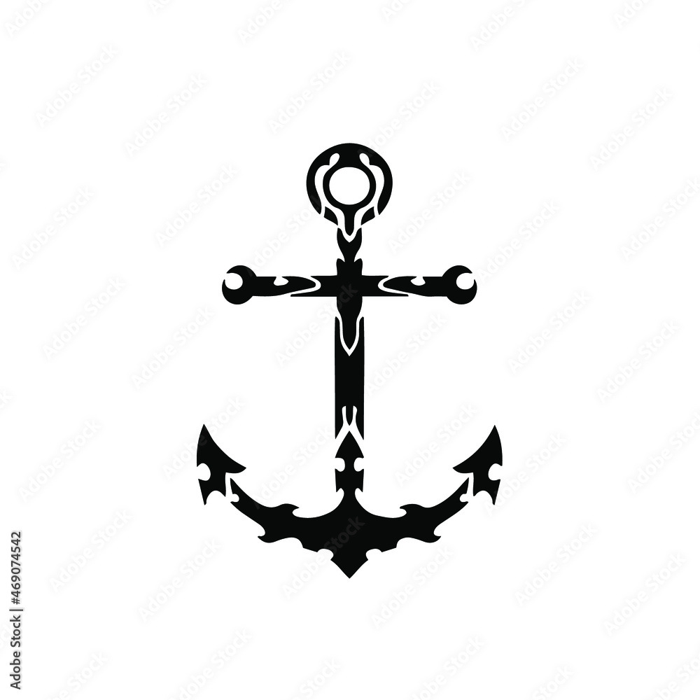 Tribal Anchor Logo. Tattoo Design. Stencil Vector Illustration Stock ...