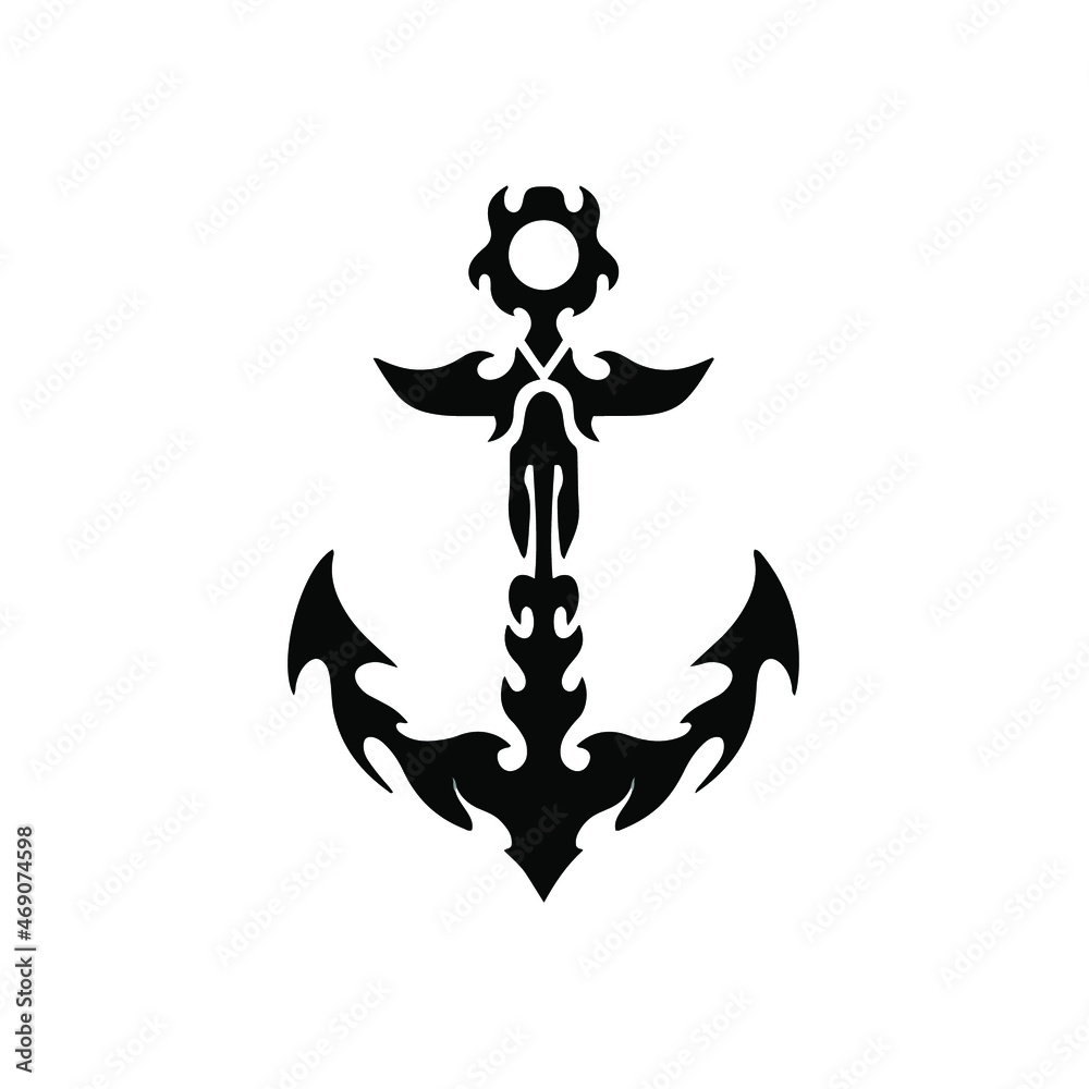 Tribal Anchor Logo. Tattoo Design. Stencil Vector Illustration Stock ...