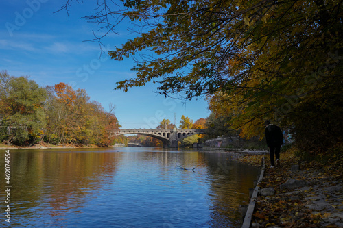 Wallpaper Mural River Isar with colorful trees and leaves in autumn | Munich, Germany Torontodigital.ca