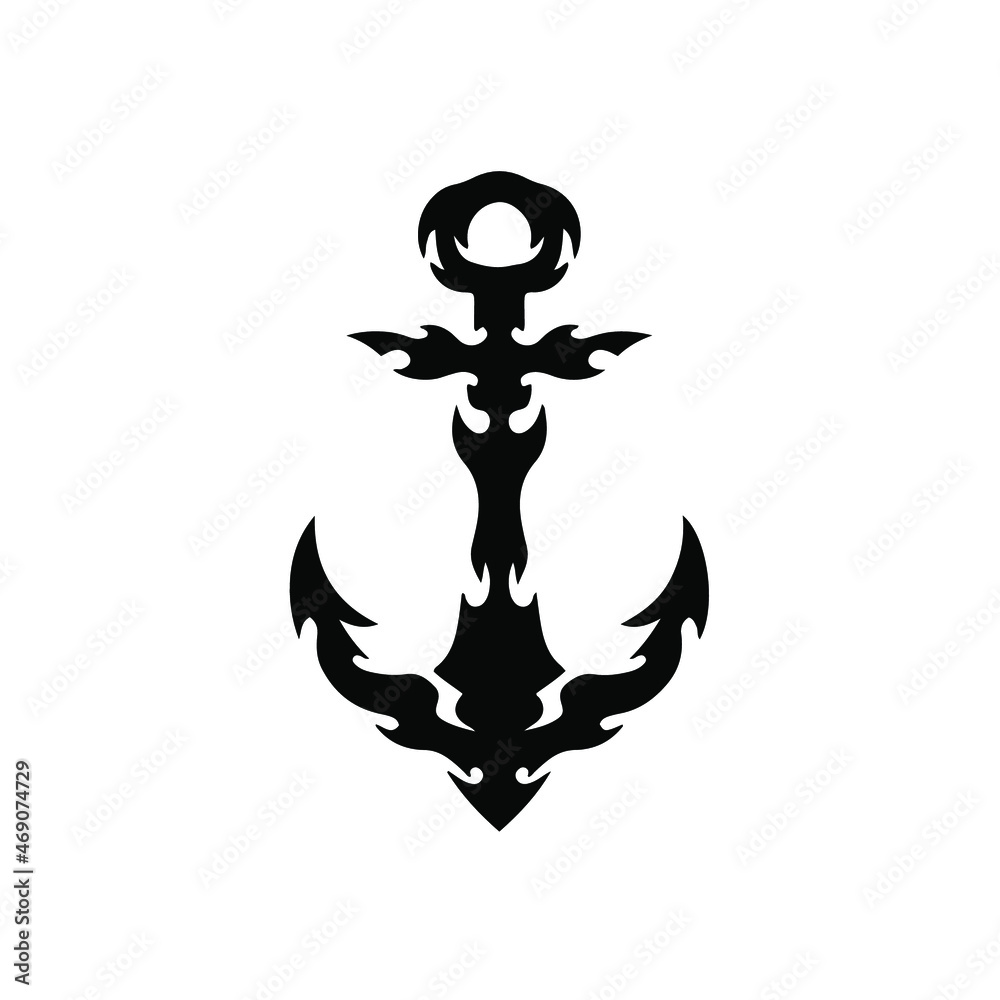 Tribal Anchor Logo. Tattoo Design. Stencil Vector Illustration Stock ...