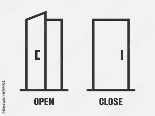 Close and open door icon vector sign isolated on white.