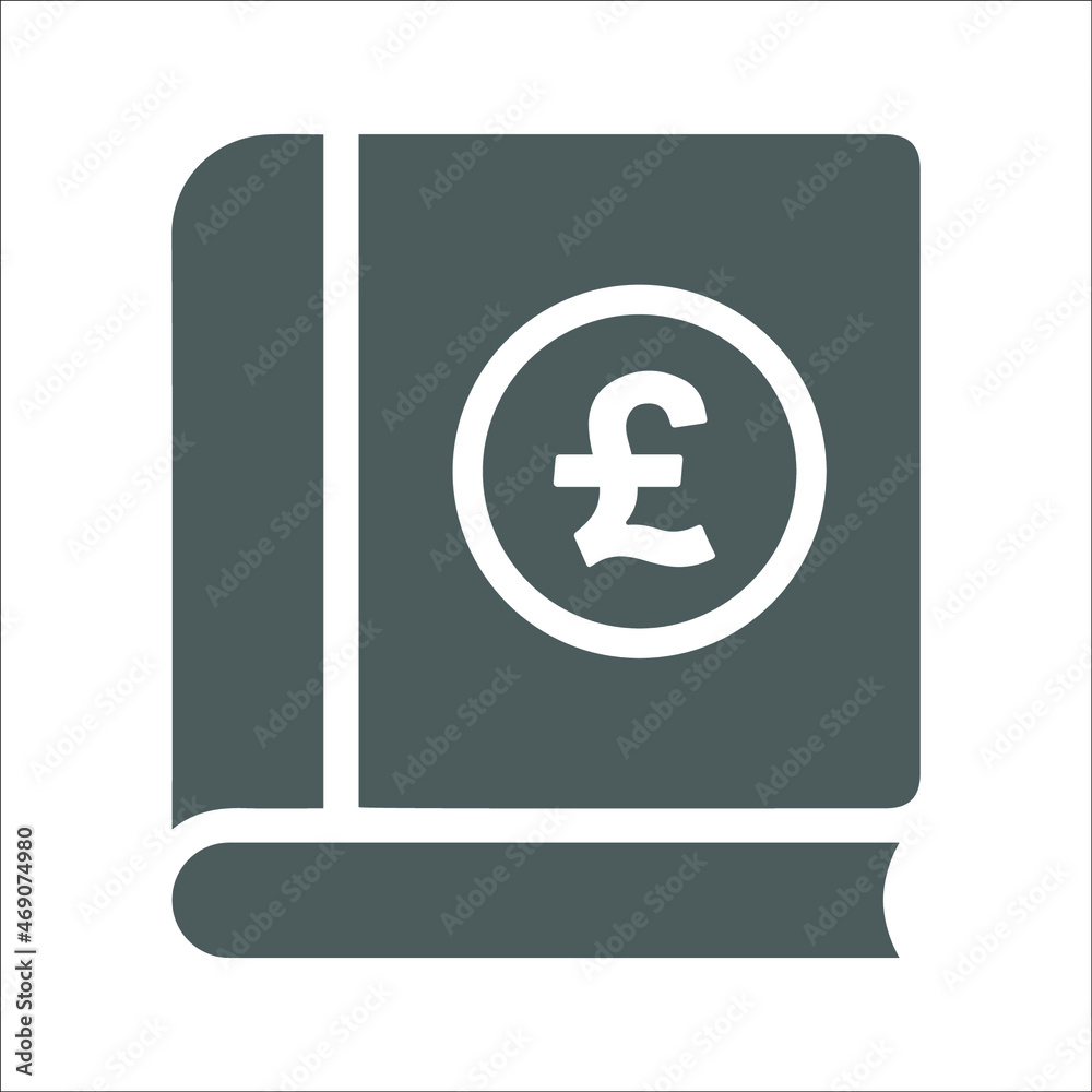 Currency book, document icon. Gray vector graphics. Currency book, document icon. Gray vector graphics.