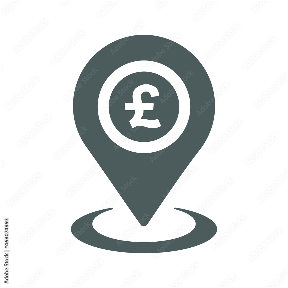 Dollar marker, euro, location icon. Gray vector graphics. Dollar marker, euro, location icon. Gray vector graphics.