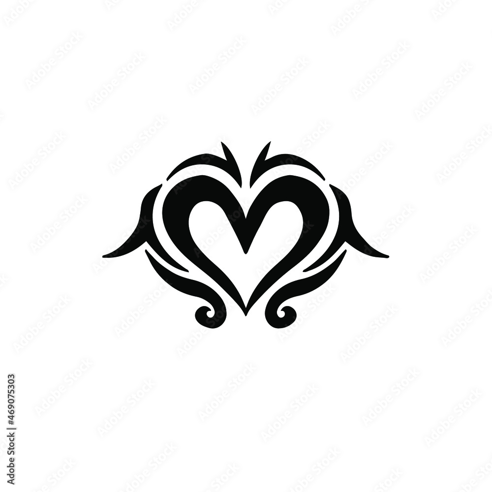 Love Symbol Logo. Tribal Tattoo Design. Stencil Vector Illustration Love Symbol Logo. Tribal Tattoo Design. Stencil Vector Illustration