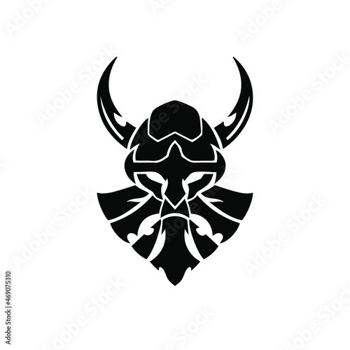 Viking Logo. Tattoo Design. Stencil Vector Illustration