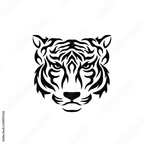 Fototapeta Naklejka Na Ścianę i Meble -  Tiger Symbol Logo. Tribal Tattoo Design. Stencil Vector Illustration
